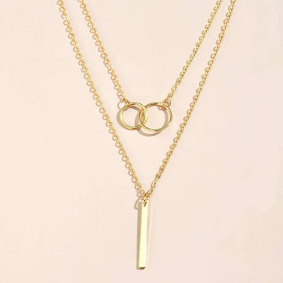 Vayla | Retro Gold Double Circle Pendant Necklace