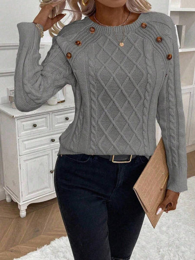 Vayla | Button-Detail Cable Knit Jumper