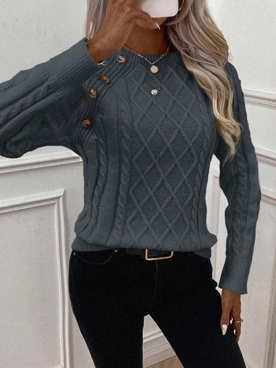 Vayla | Button-Detail Cable Knit Jumper