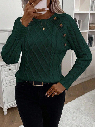 Vayla | Button-Detail Cable Knit Jumper