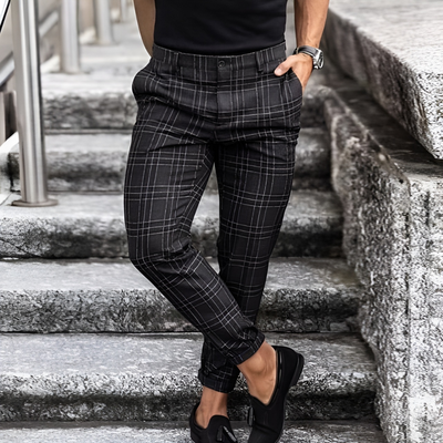 Moise™ | Elegant Men's Slim-Fit Trousers with Check Pattern