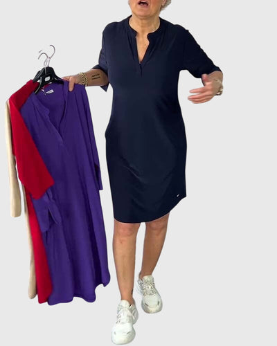 Vayla | Solid V-Neck Dress