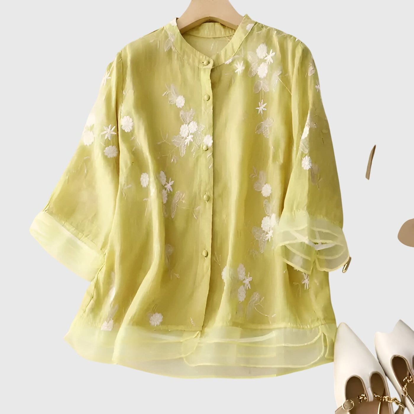 Vayla | Elegant Top with Embroidered Flowers