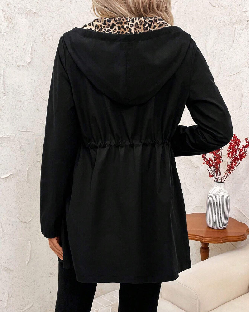 Vayla | Reversible Coat with Hood and Leopard Print