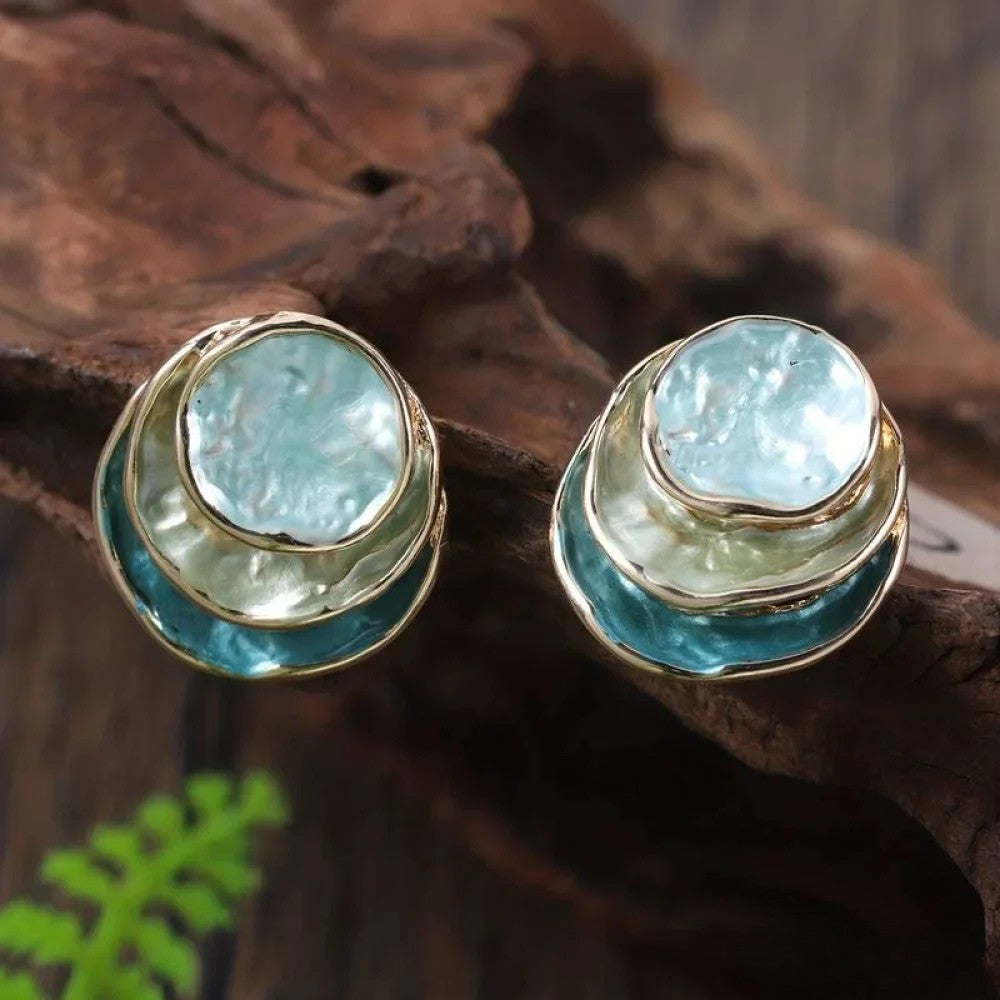 Vayla | Vintage Hand-Painted Multi-Layer Round Earrings