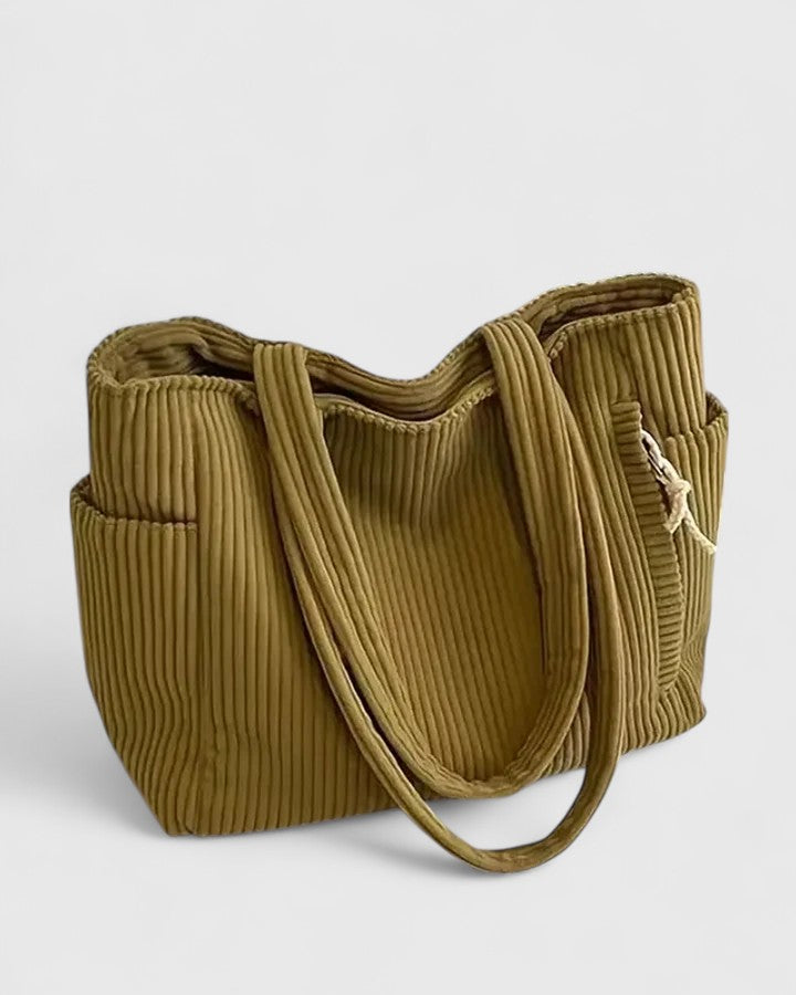 Vayla | Luxurious Ribbed Tote Bag with Cord Detail