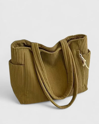 Vayla | Luxurious Ribbed Tote Bag with Cord Detail