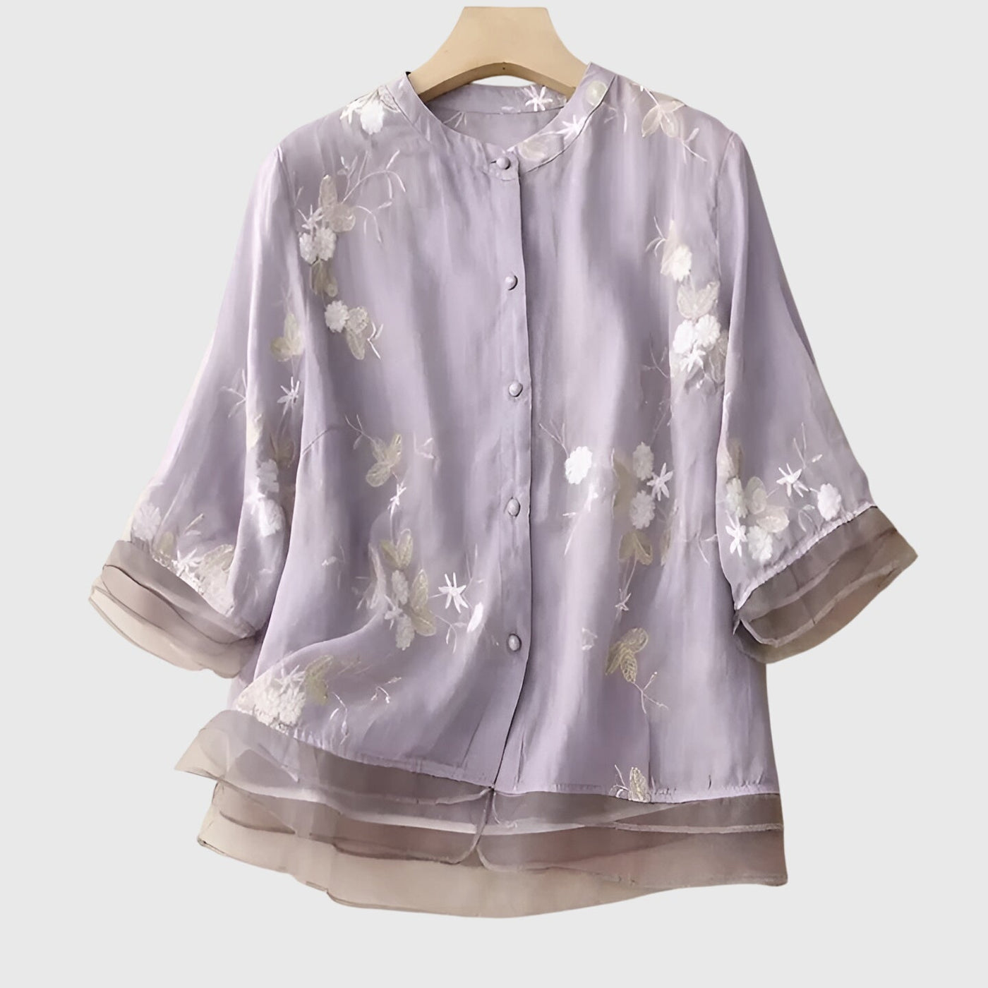 Vayla | Elegant Top with Embroidered Flowers
