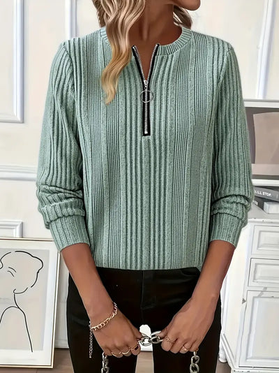 Vayla | Ladies' Zip-Up Rib-Knit Jumper