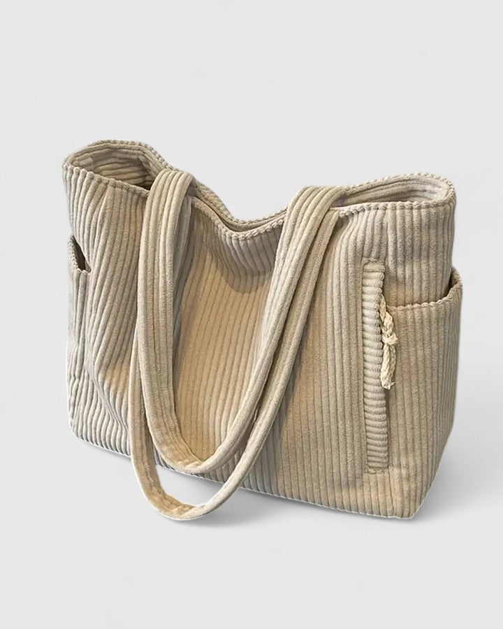 Vayla | Luxurious Ribbed Tote Bag with Cord Detail