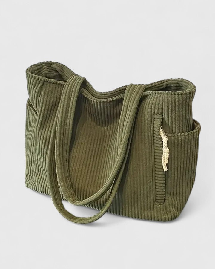 Vayla | Luxurious Ribbed Tote Bag with Cord Detail