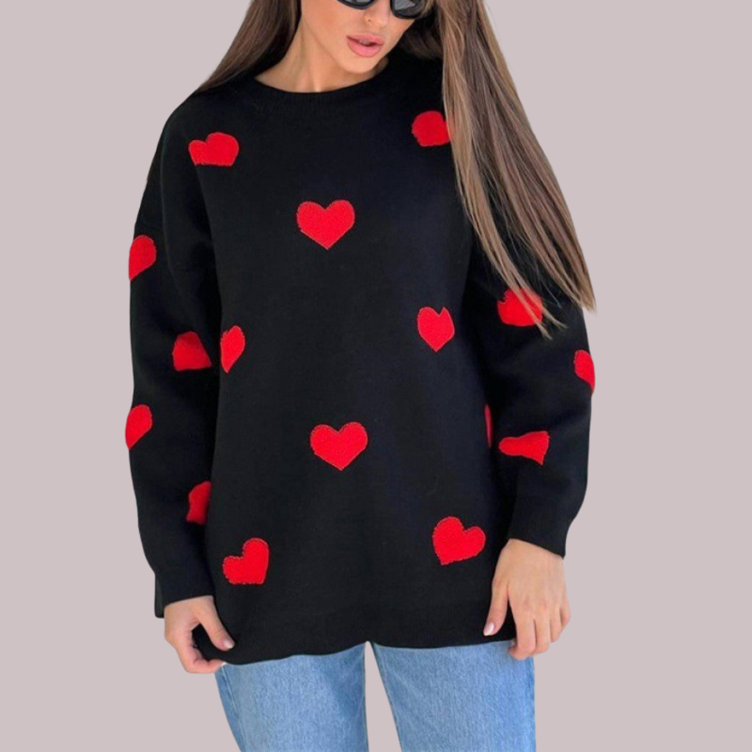Vayla | Cotton Blend Sweater with Hearts