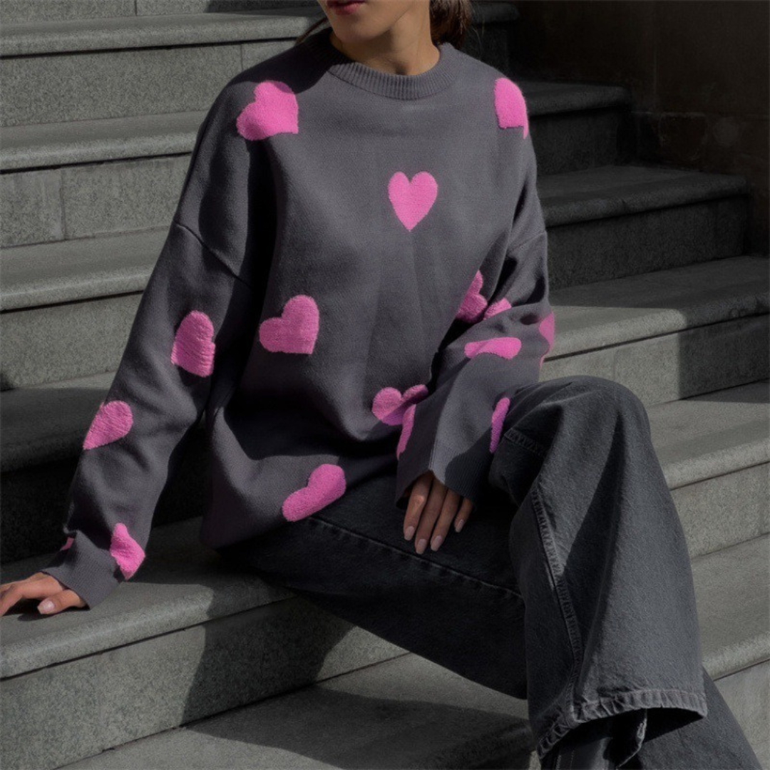 Vayla | Cotton Blend Sweater with Hearts