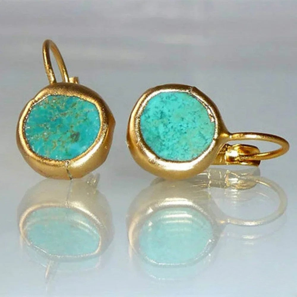 Vayla Golden Vintage Earrings with Turquoise |