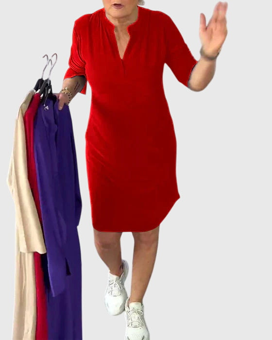 Vayla | Solid V-Neck Dress