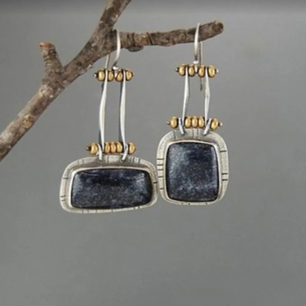 Vayla | Retro Midnight Silver Earrings