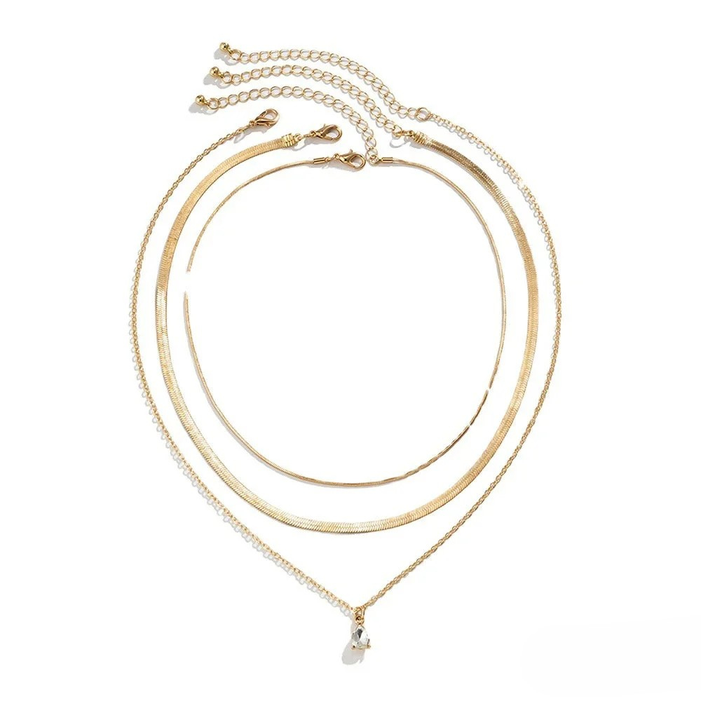 Vayla | Layered Necklace with Gold-Coloured Zirconia Pendant