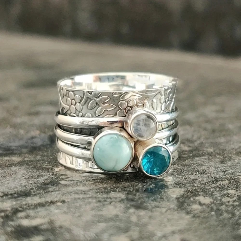 Vayla Retro Natural Blue Stone Ring |