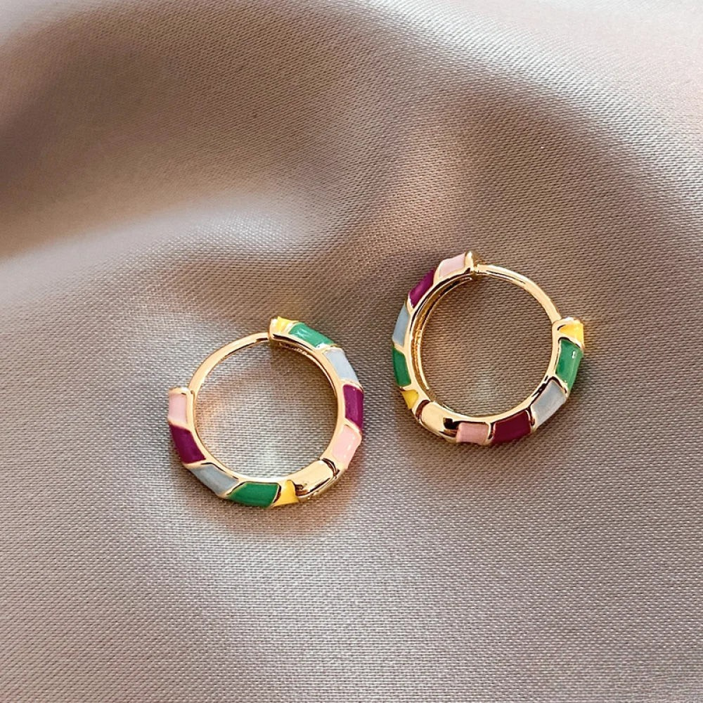 Vayla | Elegant Gold Earrings with Colourful Enamel