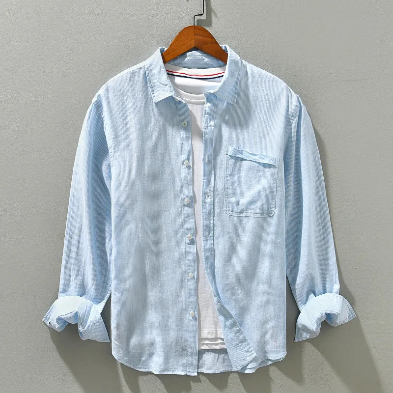 Oceanic Breeze Long Sleeve Linen Shirt
