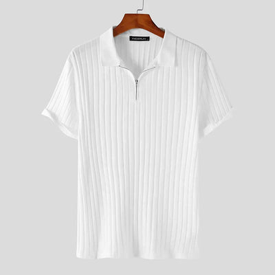 Rope Knit Quarter-Zip Short Sleeve Polo