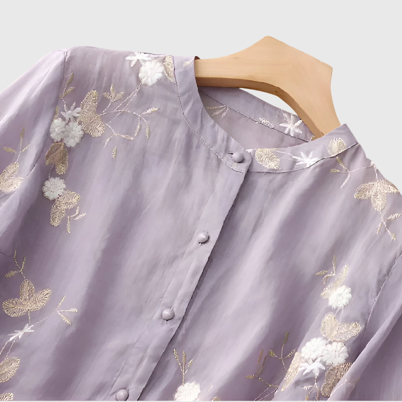 Vayla | Elegant Top with Embroidered Flowers