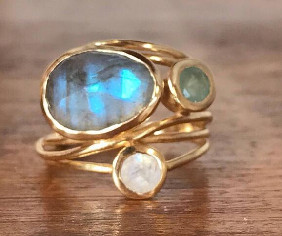 Vayla Vintage Inset Blue Moonstone Ring |