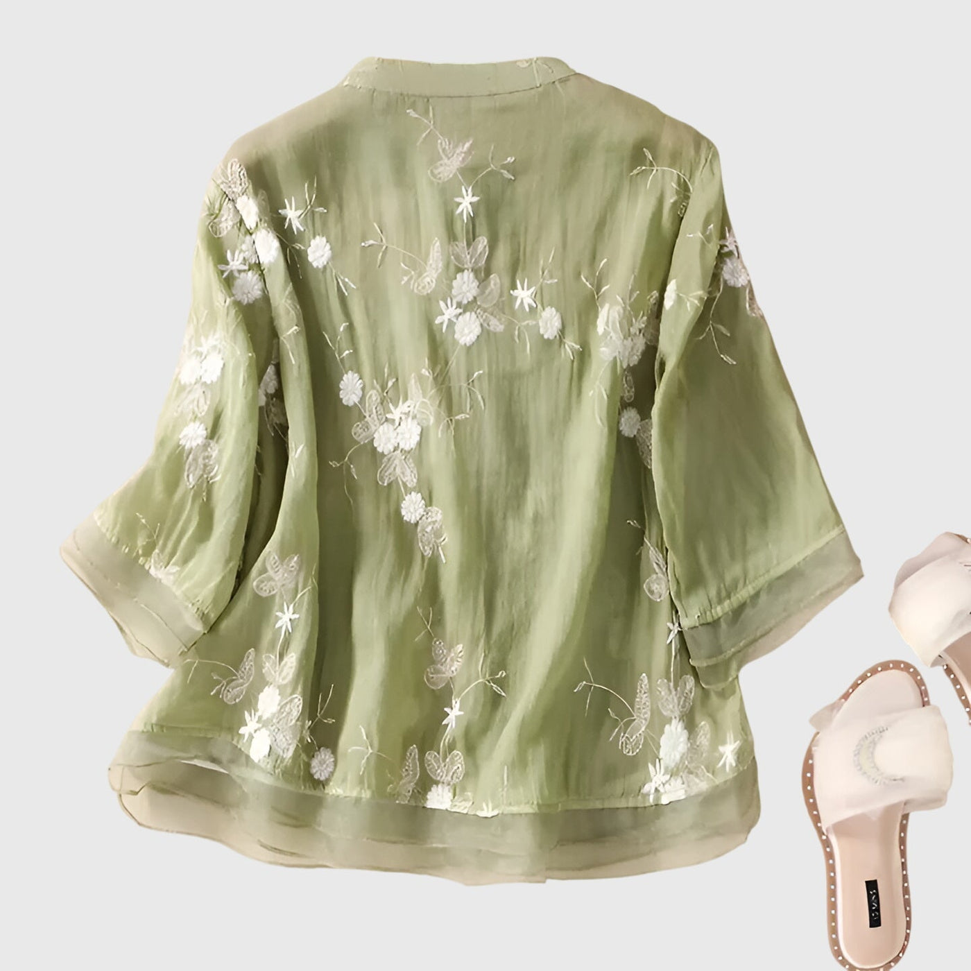 Vayla | Elegant Top with Embroidered Flowers