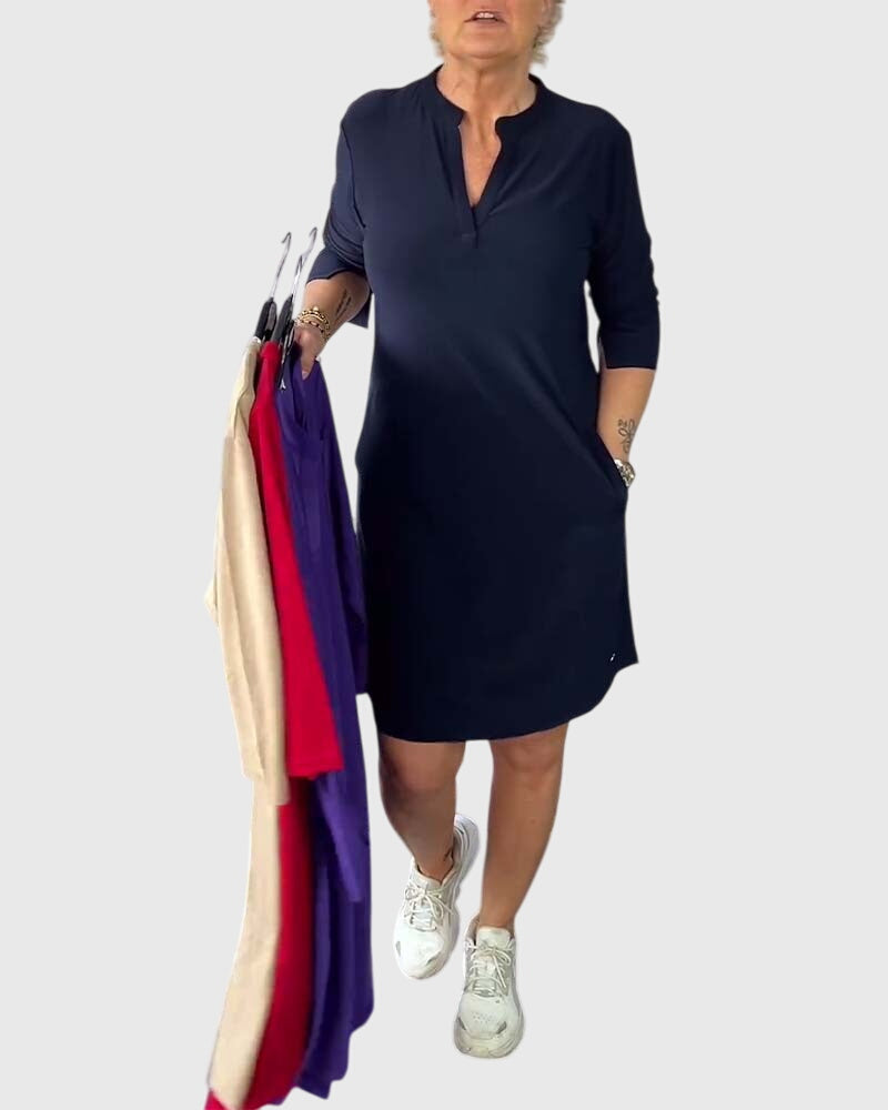 Vayla | Solid V-Neck Dress