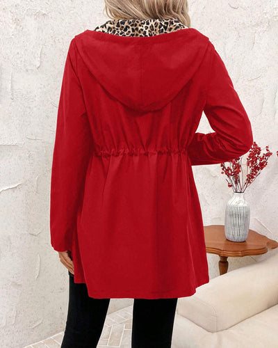 Vayla | Reversible Coat with Hood and Leopard Print