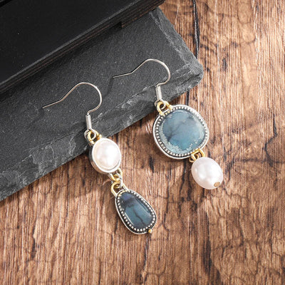Vayla | Retro Blue Natural Stone Earrings