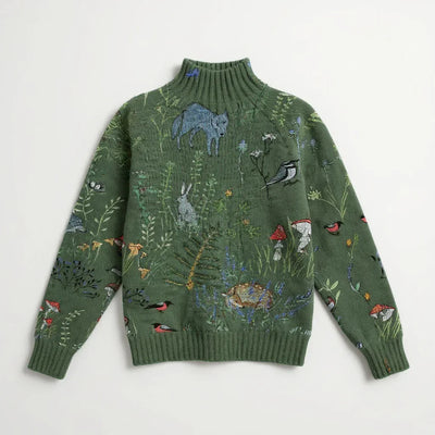 Vayla | Cozy Knitted Sweater with Forest-Inspired Print