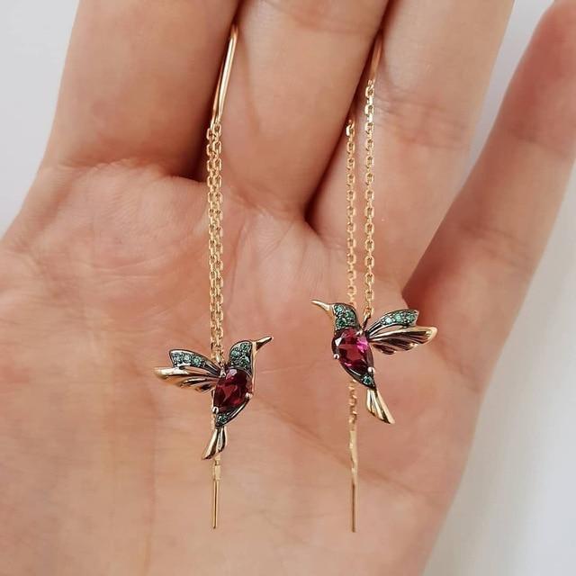 Vayla Hummingbird Earrings with Enamel and Zirconia |