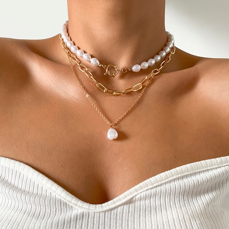 Vayla | Vintage Pearl Necklace in Multi-Layer Design