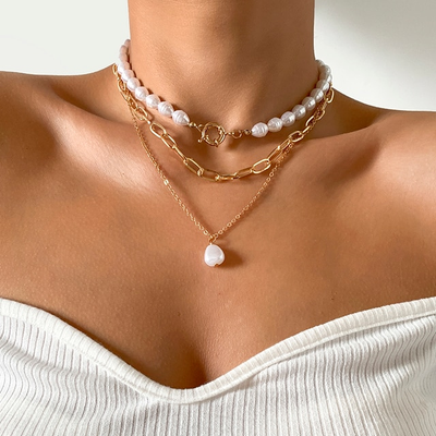 Vayla | Vintage Pearl Necklace in Multi-Layer Design