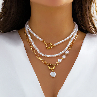 Vayla | Vintage Pearl Necklace in Multi-Layer Design