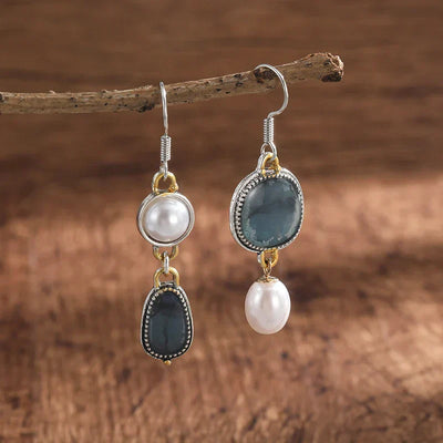 Vayla | Retro Blue Natural Stone Earrings